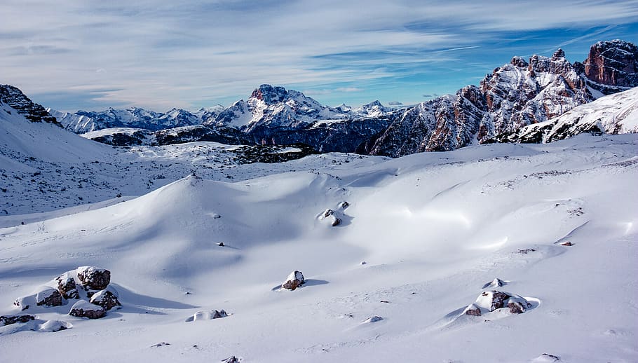 snow capped mountain during daytime, nature, outdoors, ice, bird HD wallpaper