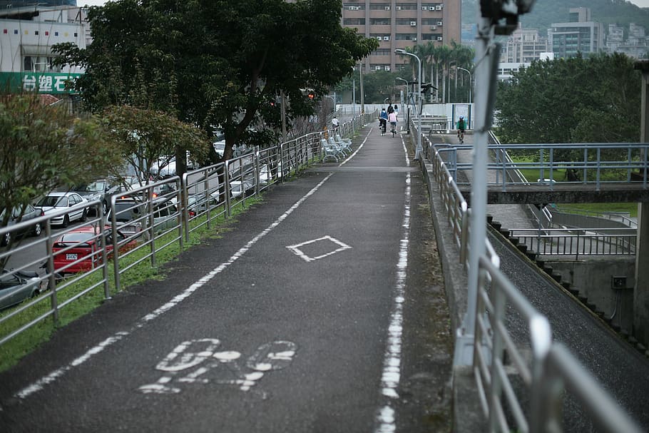 road, tarmac, asphalt, person, human, way, highway, guard rail, HD wallpaper