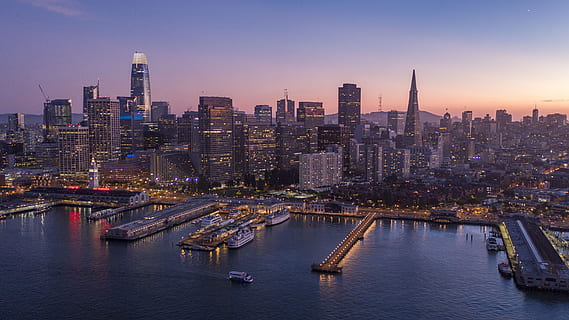 San Francisco Skyline, bay, skyscraper, building, pier, city HD wallpaper