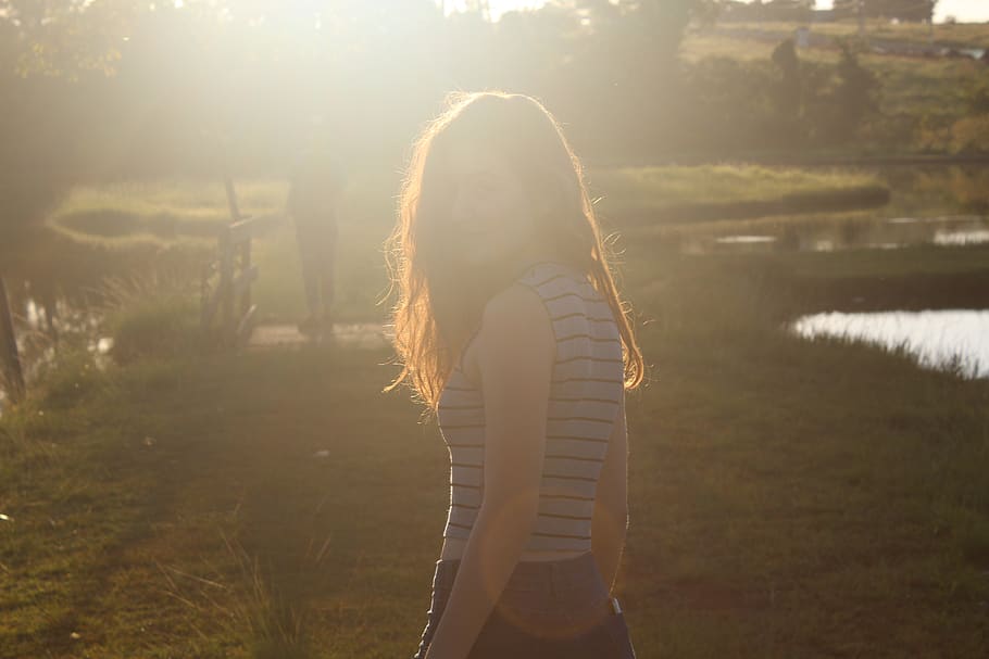 flare, light, nature, sunlight, outdoors, person, human, fog HD wallpaper