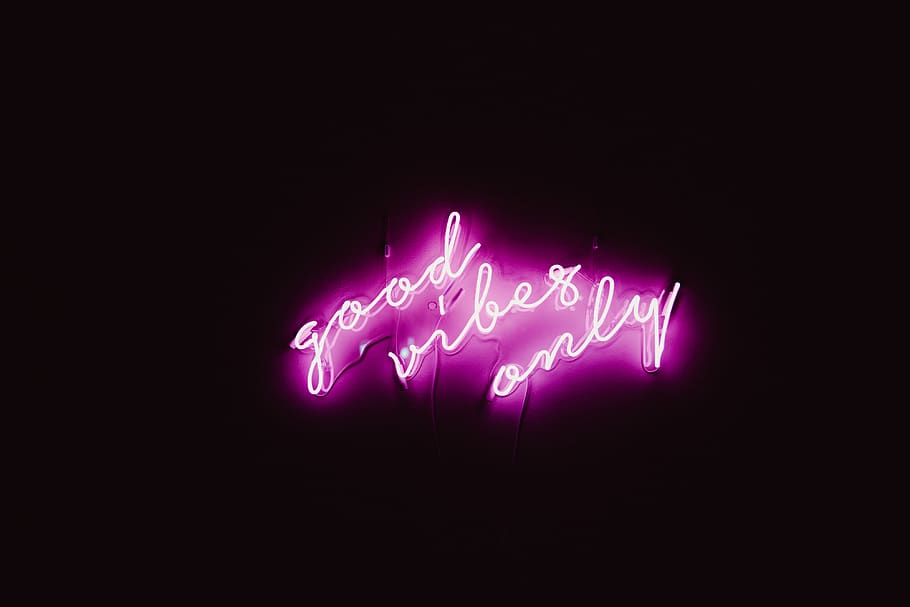 Hd Wallpaper Good Vibes Only Neon Signage Light Lights Flare Rubber Eraser - Good Vibes Only Neon Sign Wallpaper