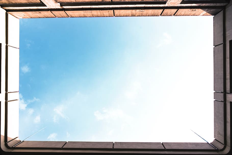 sky, architecture, blue, clouds, white, built structure, day HD wallpaper