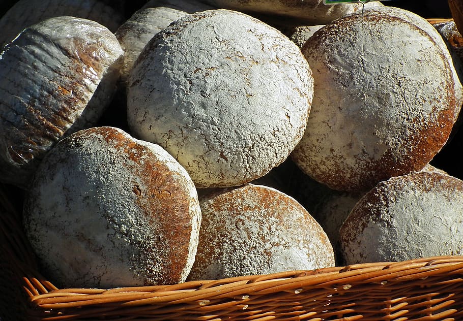 bread, basket, flour, crispy, bake, food, food and drink, freshness HD wallpaper