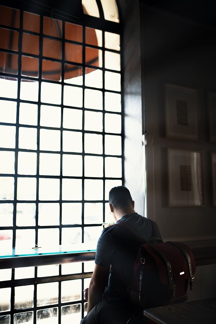 human, person, prison, window, low light, coffee shop, flooring HD wallpaper