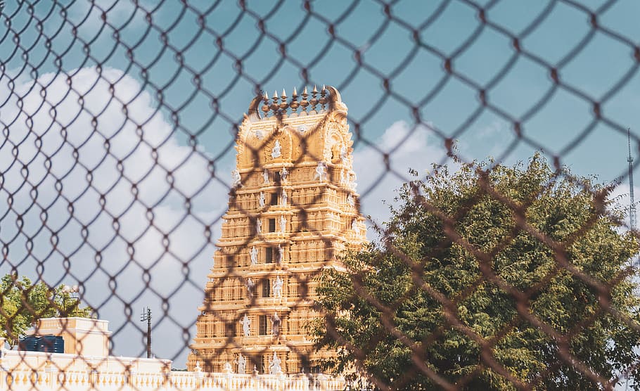 temple, monument, architecture, chamundi hill, hinduism, sri chamundeshwari temple HD wallpaper
