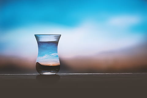 White and Brown Ceramic Vase, beverage, blue sky, blur, clear HD wallpaper