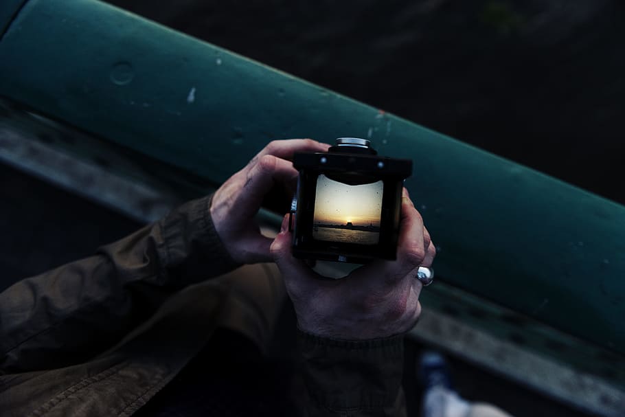 camera, film camera, hand, analog, dawn, holding, closeup, retro HD wallpaper