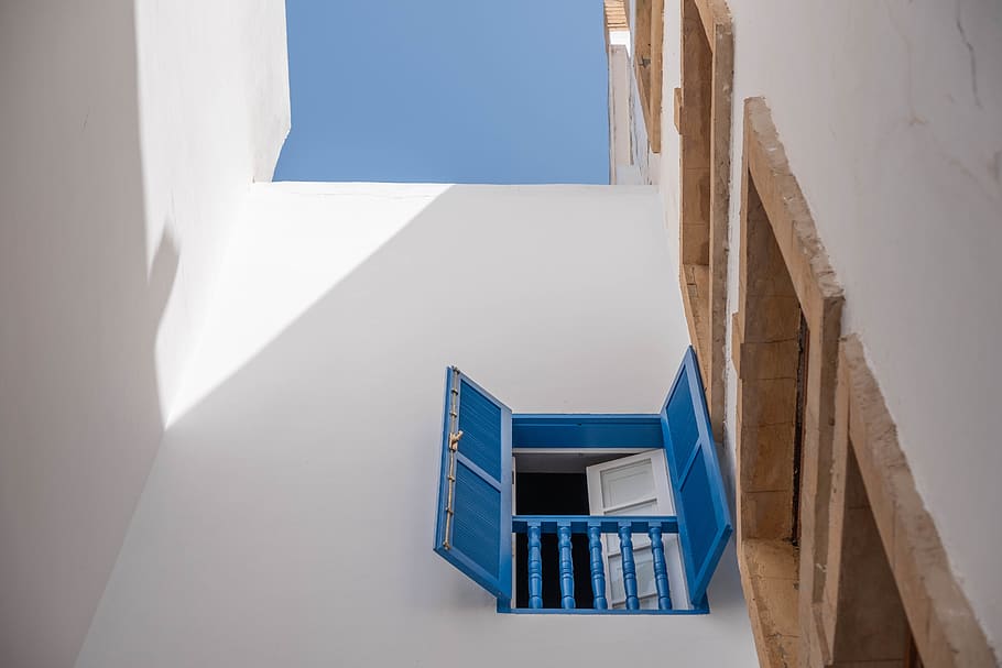 opened blue window, architecture, built structure, building exterior HD wallpaper
