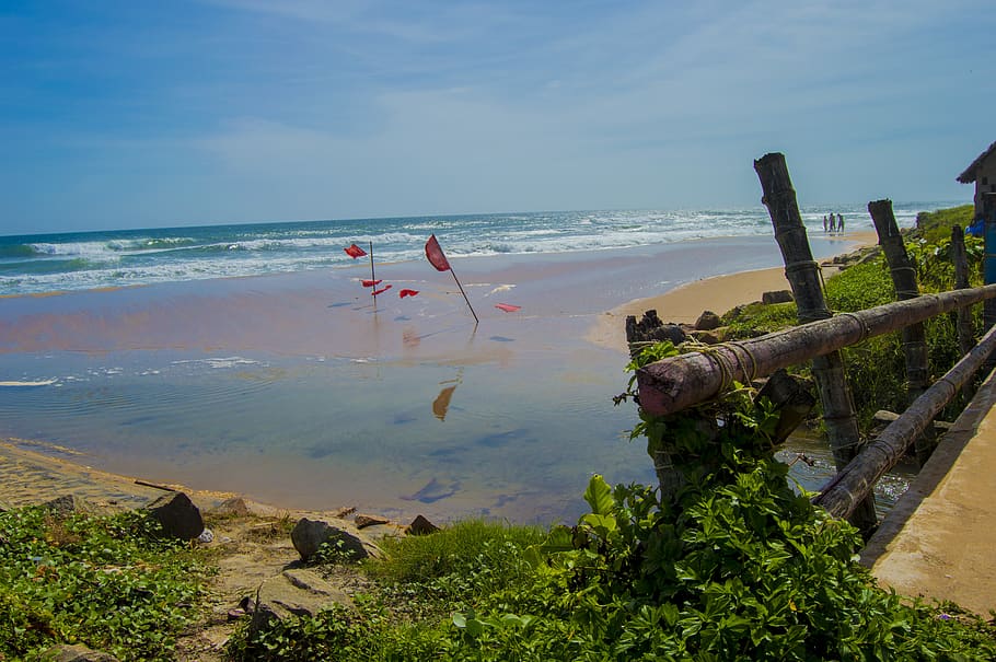 india, varkala, beach, waves, colours, water, sea, sky, land HD wallpaper