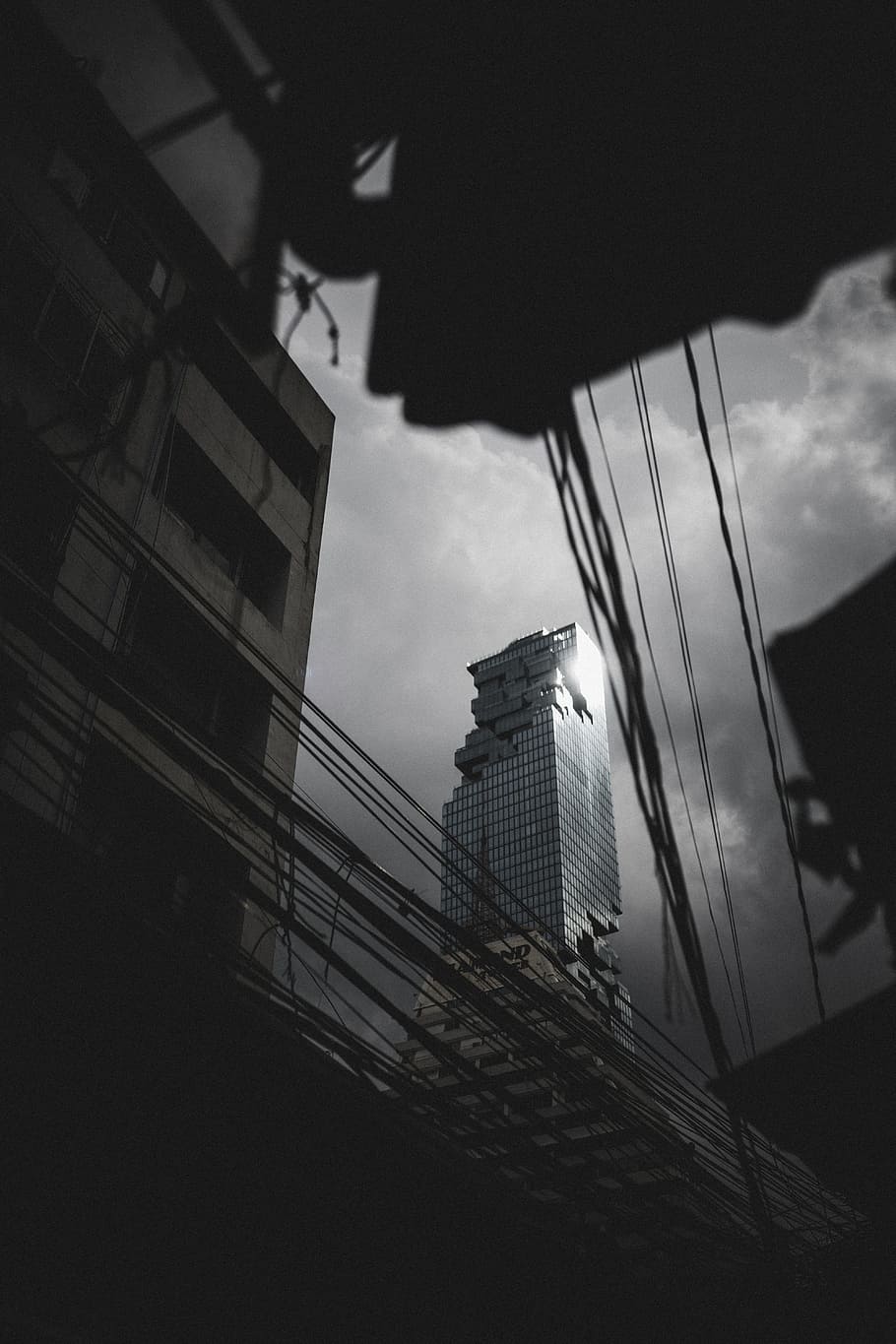 grayscale photography of destroyed building, skyscraper, cityscape, HD wallpaper