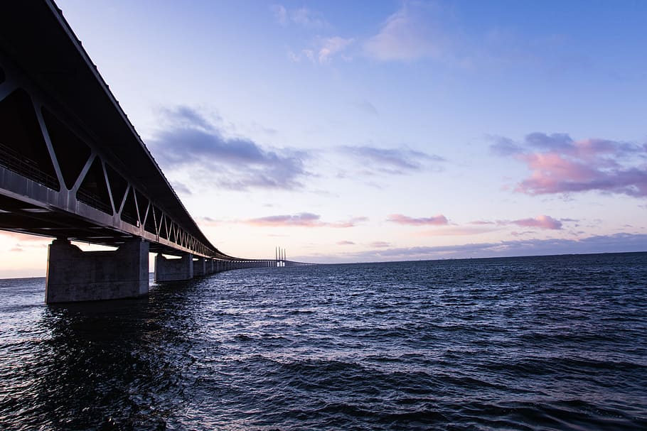 Bridge over Body of Water Photo, architecture, clouds, daylight HD wallpaper