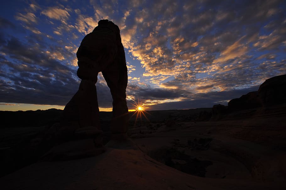 united states, moab, delicate arch trail, utah, clouds, nature