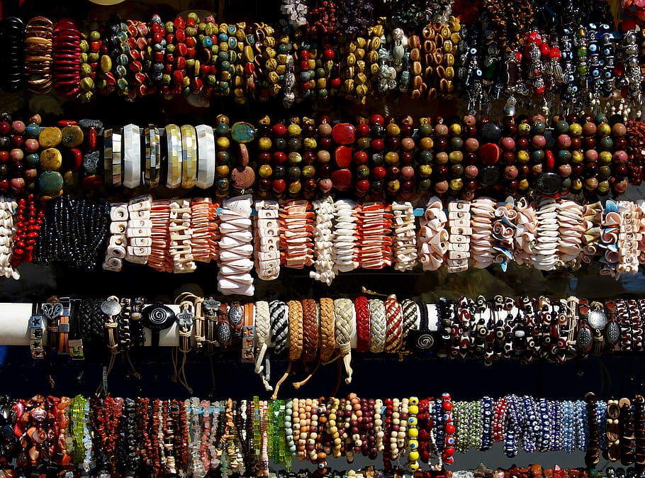 accessory, accessories, bead, jewelry, bangles, market, beach, HD wallpaper