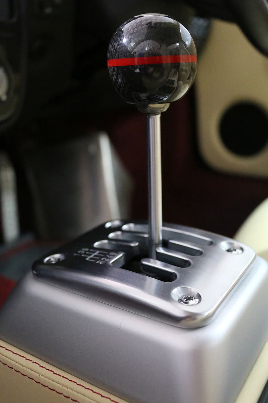 Selective Focus Photo of Gray Gear Shift Lever, blur, car interior, HD wallpaper