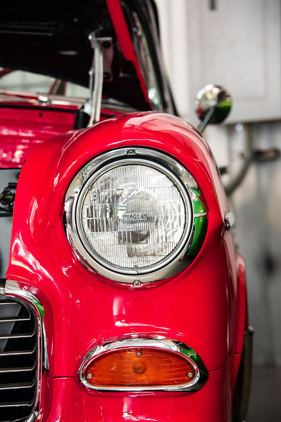 pink vehicle, land vehicle, mode of transportation, red, headlight HD wallpaper