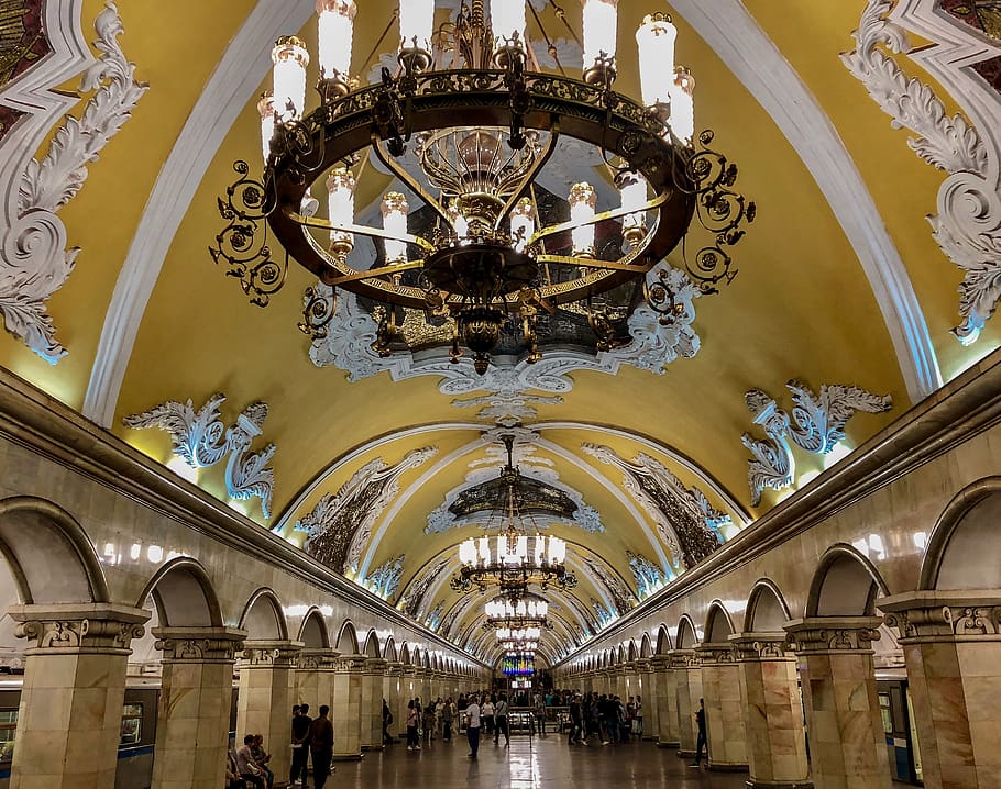 russia, moscow, underground station, train station, subway station