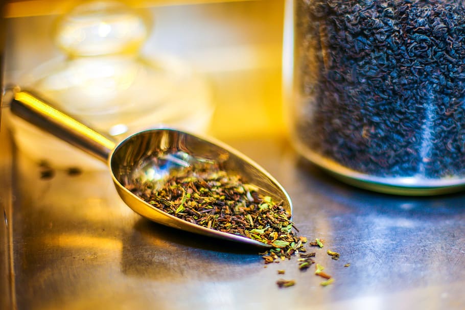 tea, green, placer, sheet, traditional, scoop, selective focus HD wallpaper