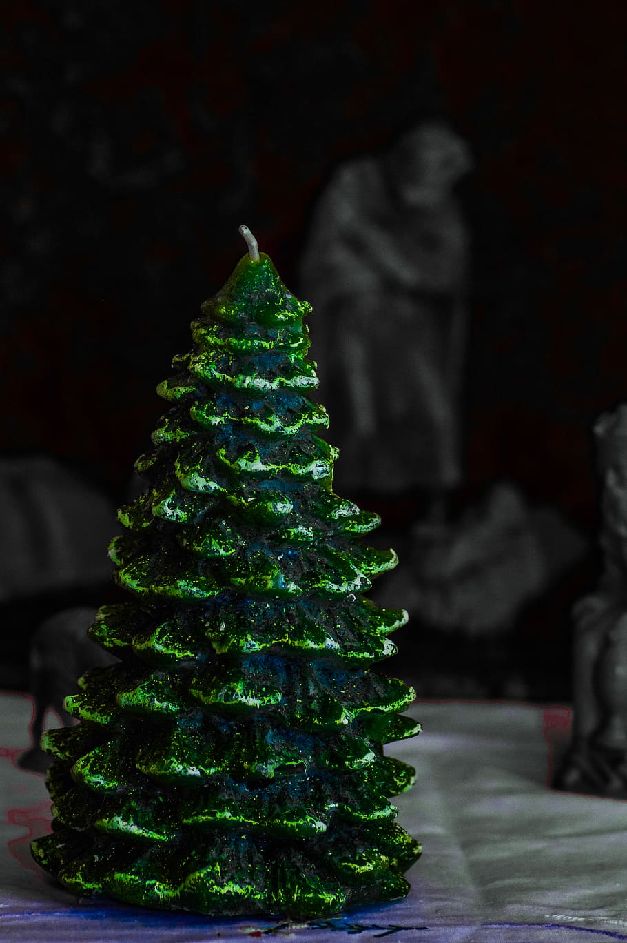 green Christmas tree candle, weihnacten, nikon, my photo, wax