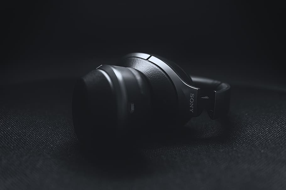 black Sony headphones, indoors, black color, technology, close-up HD wallpaper