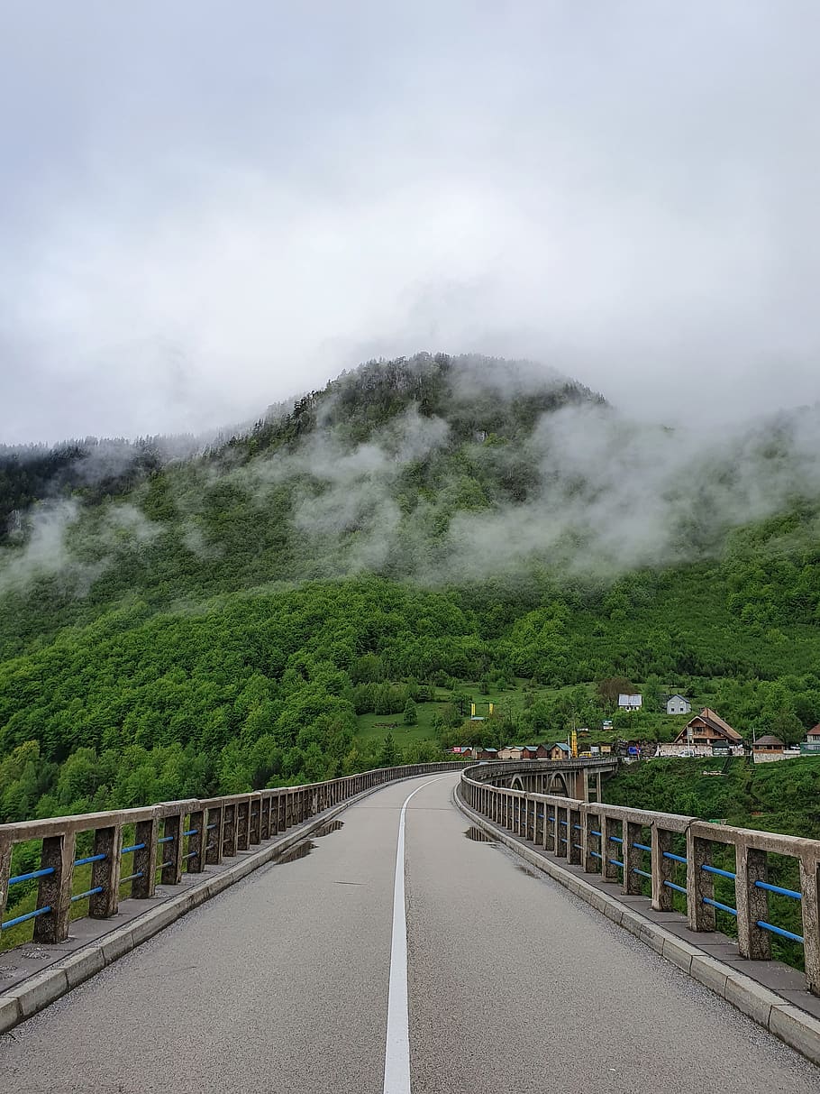 road, bridge, highway, building, railing, asphalt, tarmac, nature HD wallpaper