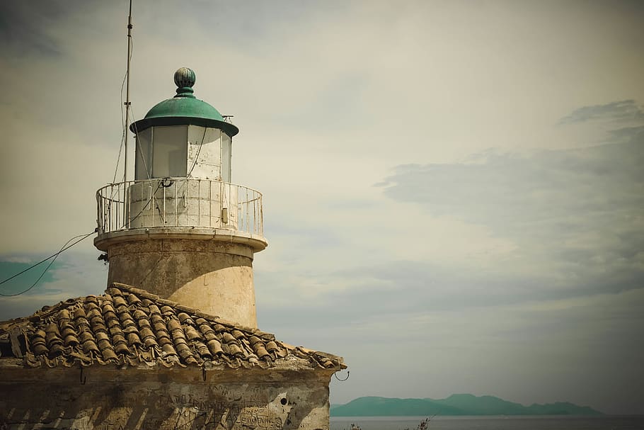 greece, corfu, headlight, sky, built structure, architecture HD wallpaper
