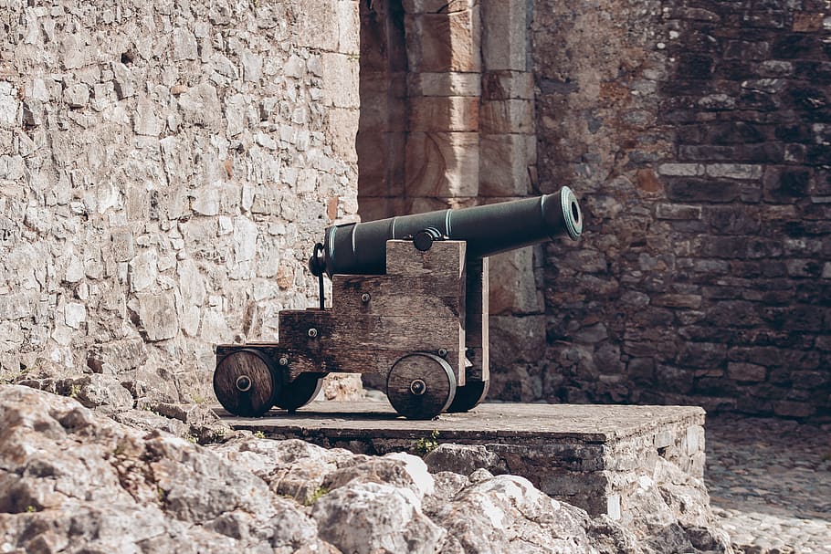 brown cannon, weapon, weaponry, wheel, machine, military, armored HD wallpaper