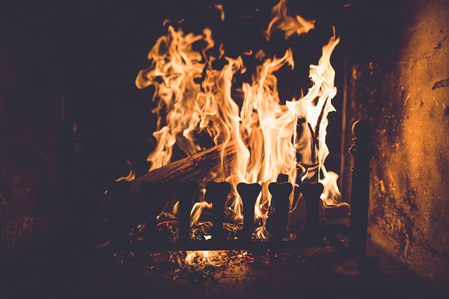 still, chimney, hearth, burn, fire, flames, wood, light, shadows HD wallpaper