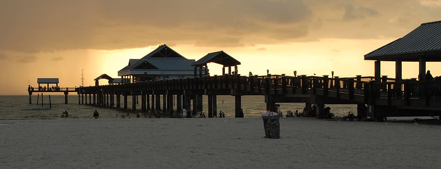 clearwater, sunset, architecture, built structure, sky, beach HD wallpaper