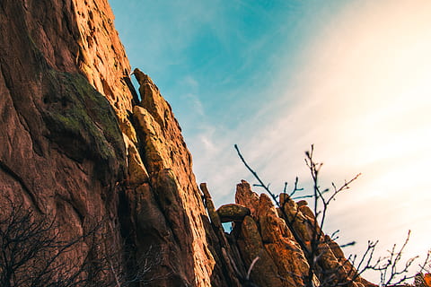 rock formation at daytime, outdoors, cliff, climbing, adventure HD wallpaper
