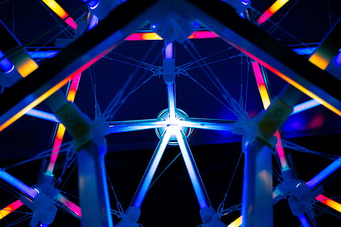 structure, colorful, cable, abstract, ball, neon, dark, framing HD wallpaper