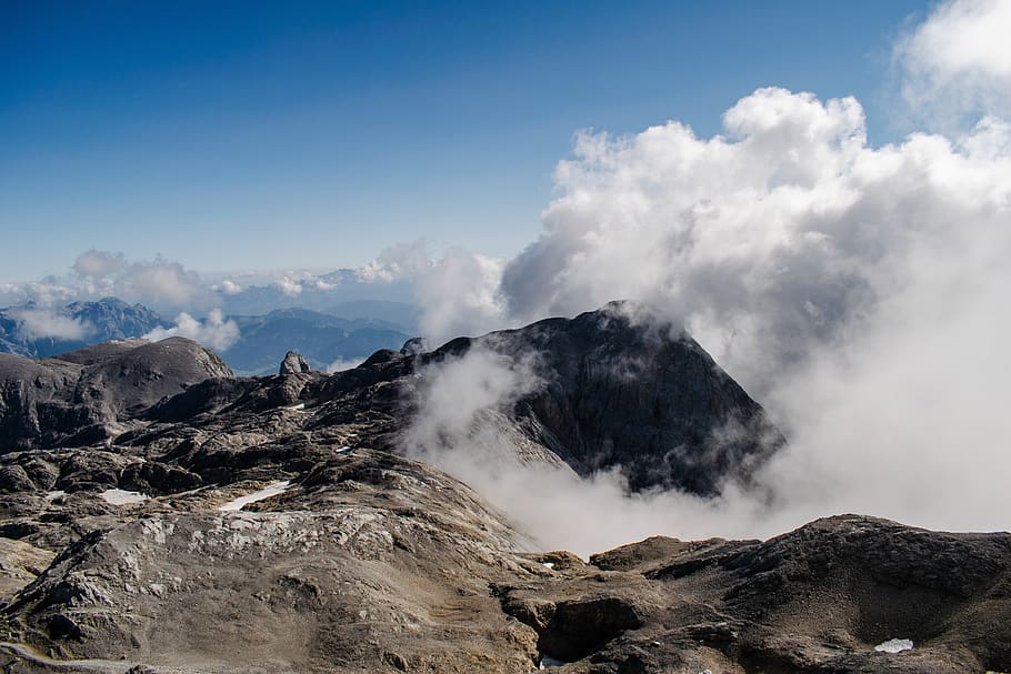 alps, mountains, height, alpine, clouds, heaven, beauty in nature HD wallpaper