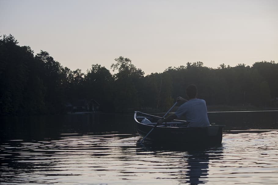 kayak, lake, river, nautical vessel, water, tree, mode of transportation HD wallpaper