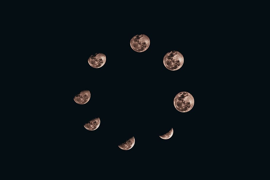 moon cycle, nature, outdoors, night, eclipse, universe, lunar eclipse
