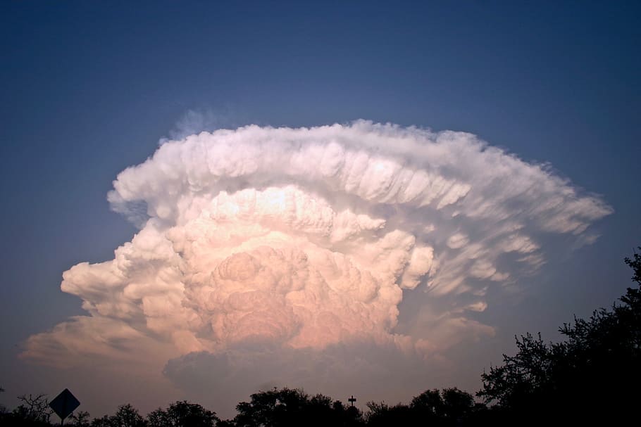 White Cloud Formation, clouds, sky, cloud - sky, tree, beauty in nature HD wallpaper