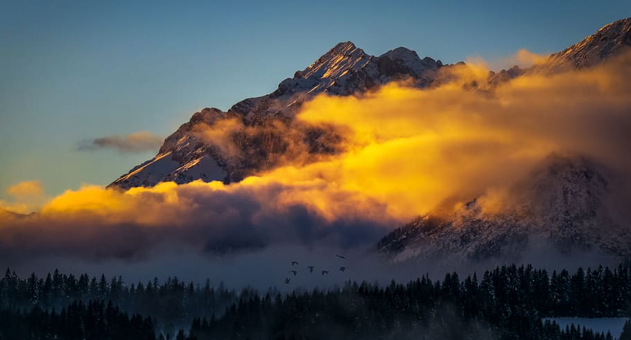 Landscape Photography of Mountain during Golden Hour, austria HD wallpaper