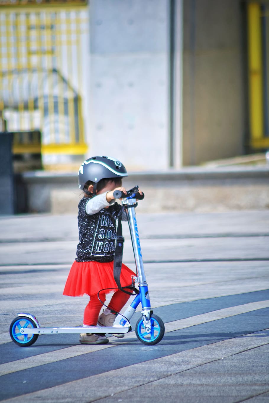 Toddler Using Scooter on Road, action, activity, child, daylight HD wallpaper