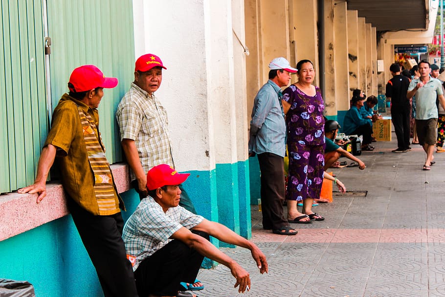 vietnam, ben thanh market, group of people, women, real people