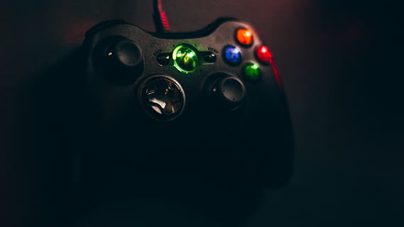 black Xbox 360 corded game controller on black surface, germany HD wallpaper