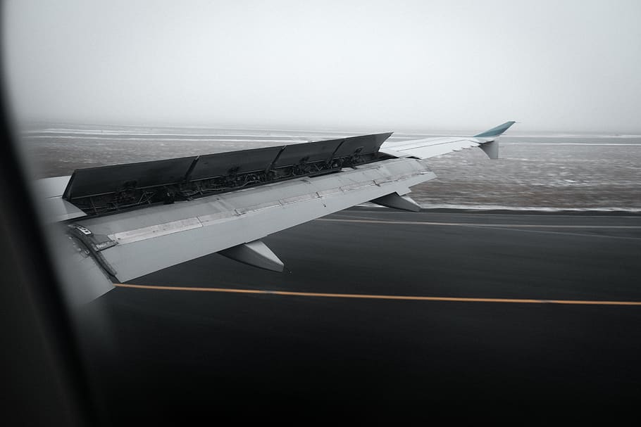 plane wing, airplane, air vehicle, transportation, mode of transportation HD wallpaper