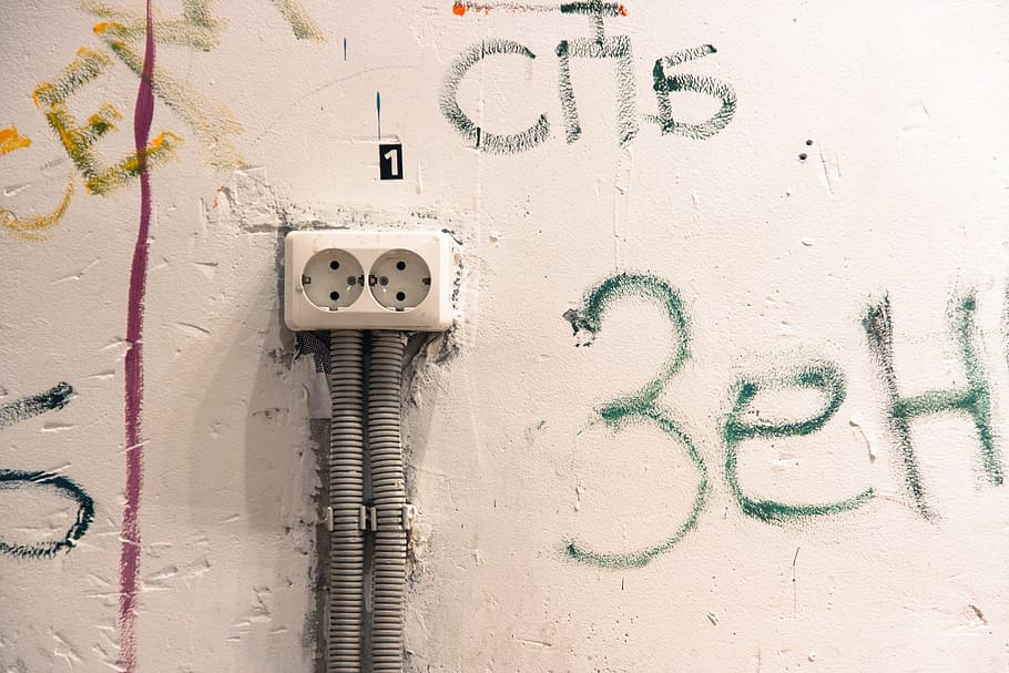 wall, outlet, socket, plug, paint, background, old, distressed HD wallpaper