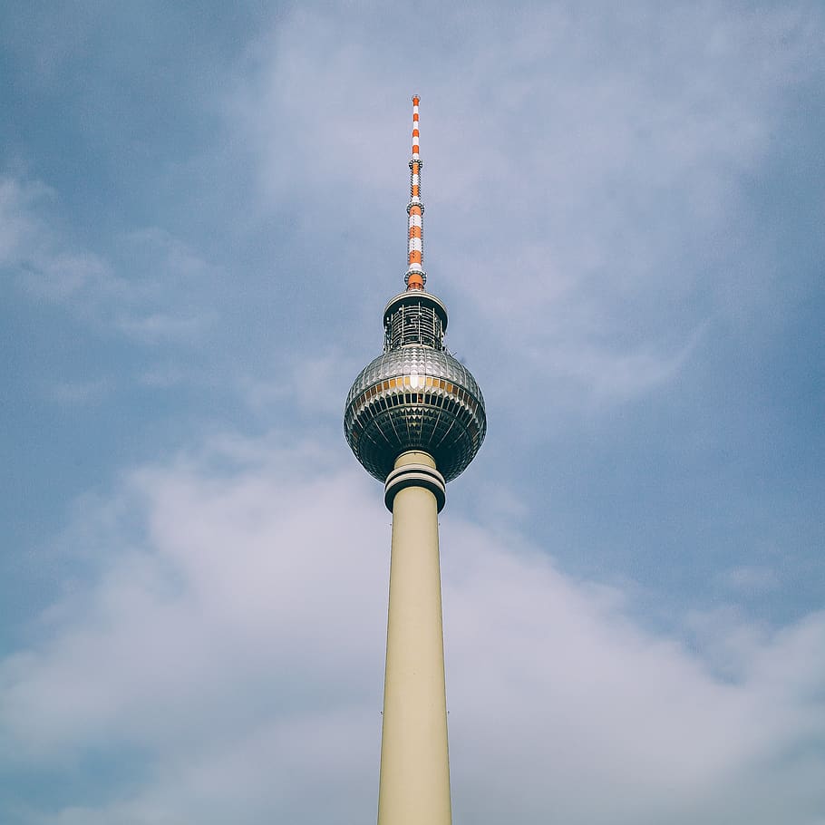 Gray and Red Tower Clip Art, architecture, berlin, blue sky, building HD wallpaper