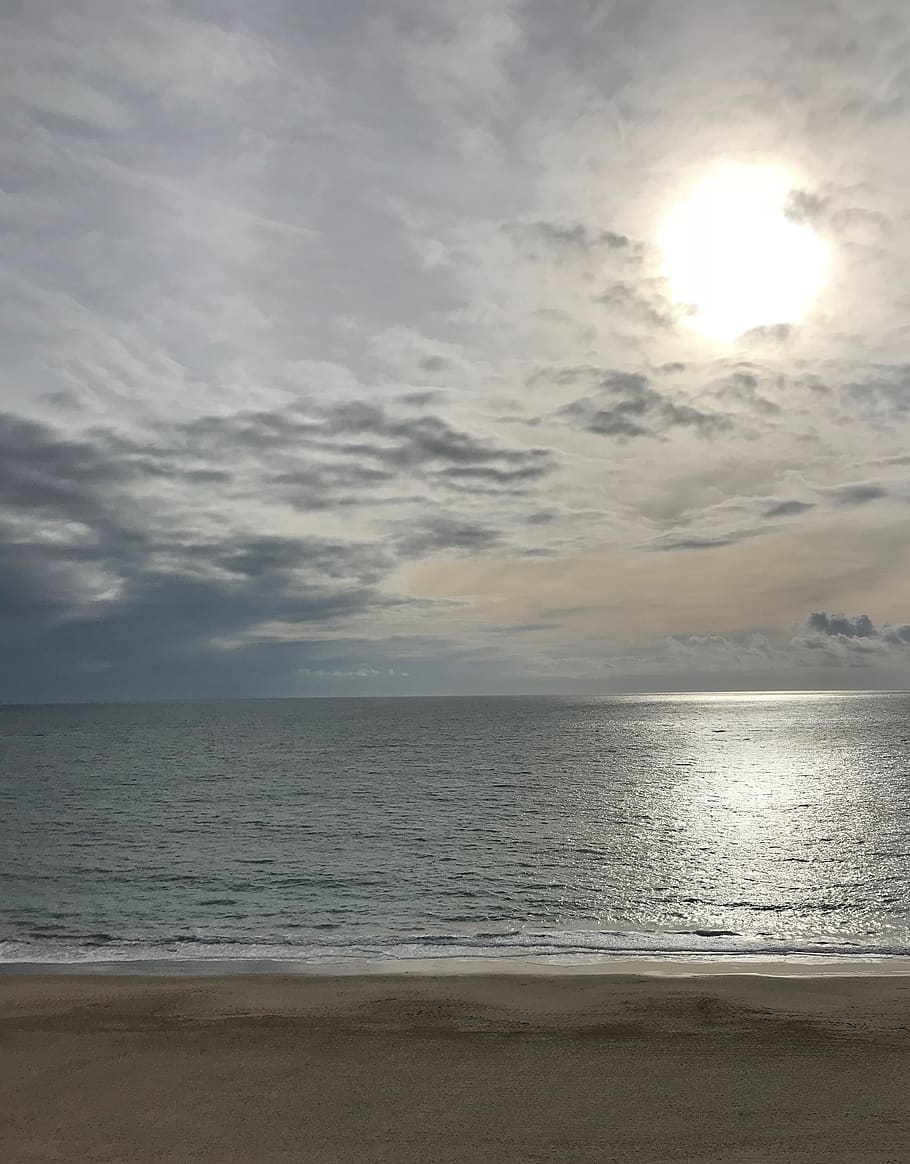 beach, sea, relax, reflection, relaxation, sand, clouds, sky HD wallpaper