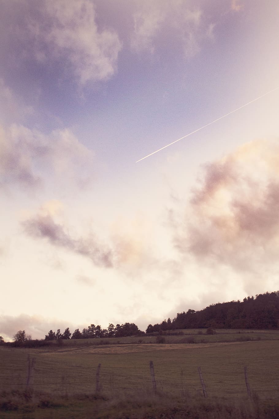 hill, airplane, sky, sunset, clouds, trees, cloud - sky, environment HD wallpaper
