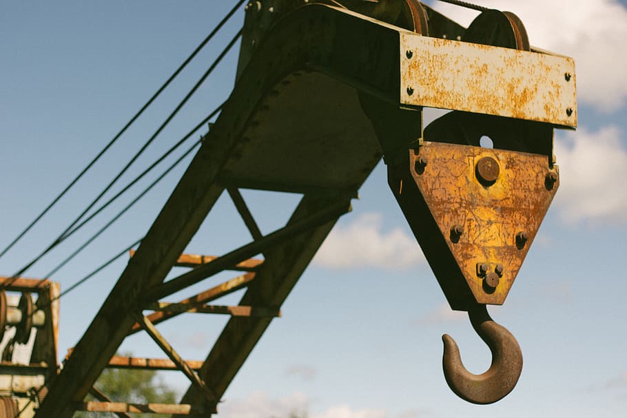 rust, crane, old, vintage, sunny, metal, iron, equipment, machine HD wallpaper