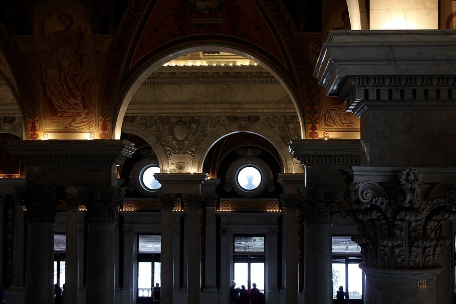 light, dark, library, washington, usa, architecture, built structure HD wallpaper