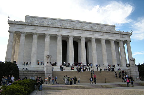 Lincoln memorial building, architecture, monuments, crowd, large group of people HD wallpaper