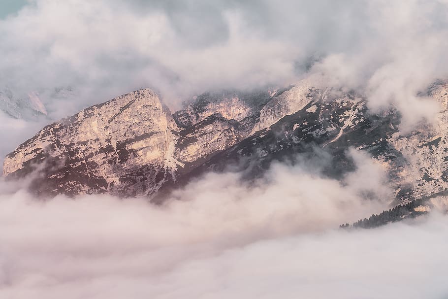 Rocky Mountain , clouds, cold, dolomites, fog, foggy, landscape HD wallpaper