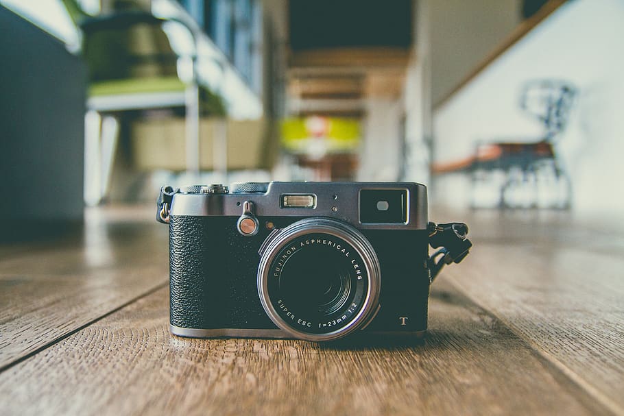 camera, lens, accessory, photography, office, blur, wooden HD wallpaper