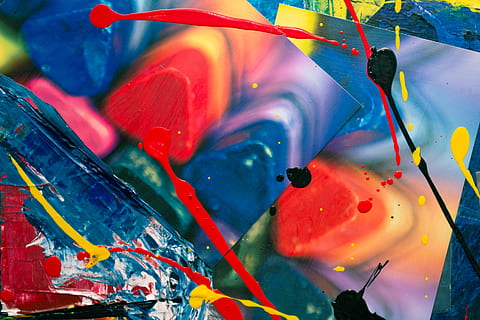 collage, mixed media, modern art, expressionism, vibrant color HD wallpaper
