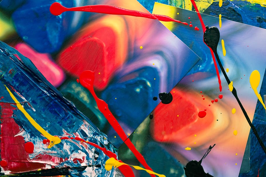 collage, mixed media, modern art, expressionism, vibrant color HD wallpaper